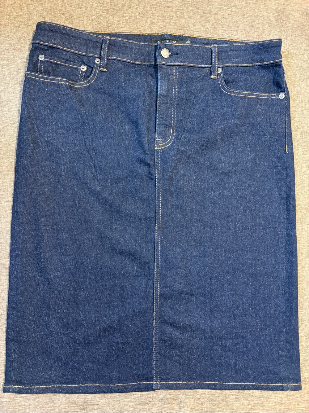 Lauren Ralph Lauren Dark Blue Denim Midi Pencil Skirt Size 12 Collegiate